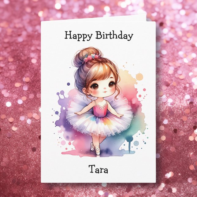 Happiest Birthday Ballerina Coloring Page Girl's Card (Creator Uploaded)