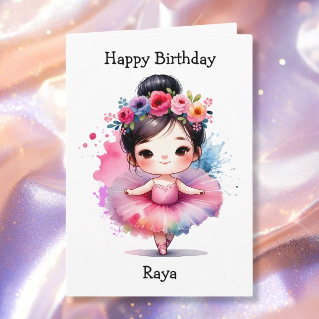 Happiest Birthday Ballerina Coloring Page Girl's Card (Creator Uploaded)