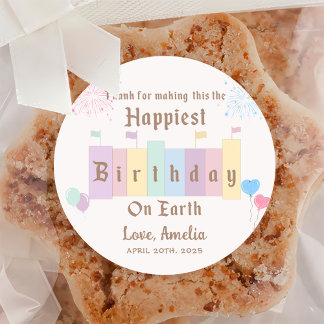 Happiest Birthday On Earth Magical Birthday Classic Round Sticker
