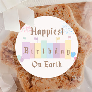 Happiest Birthday On Earth Magical Birthday Classic Round Sticker