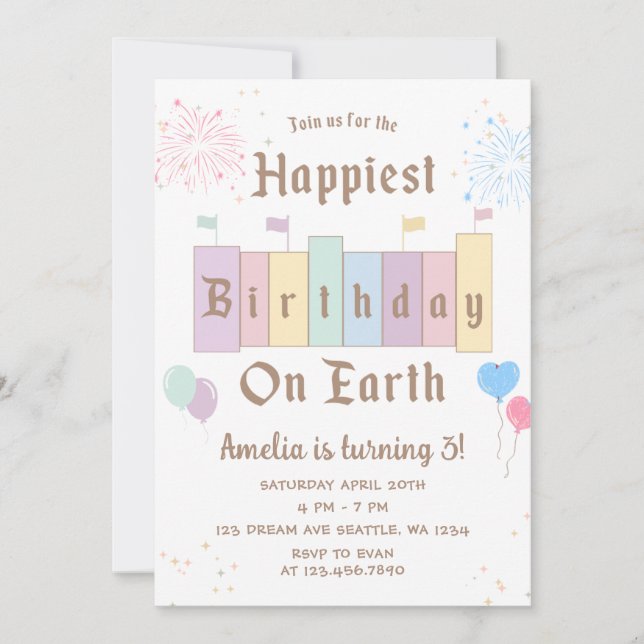 Happiest Birthday On Earth Magical Birthday Invitation