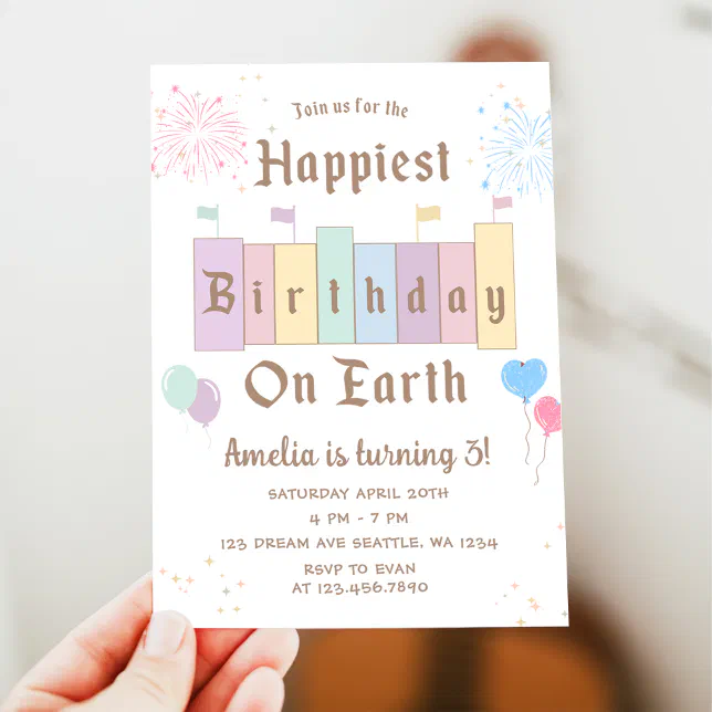 Happiest Birthday On Earth Magical Birthday Invitation