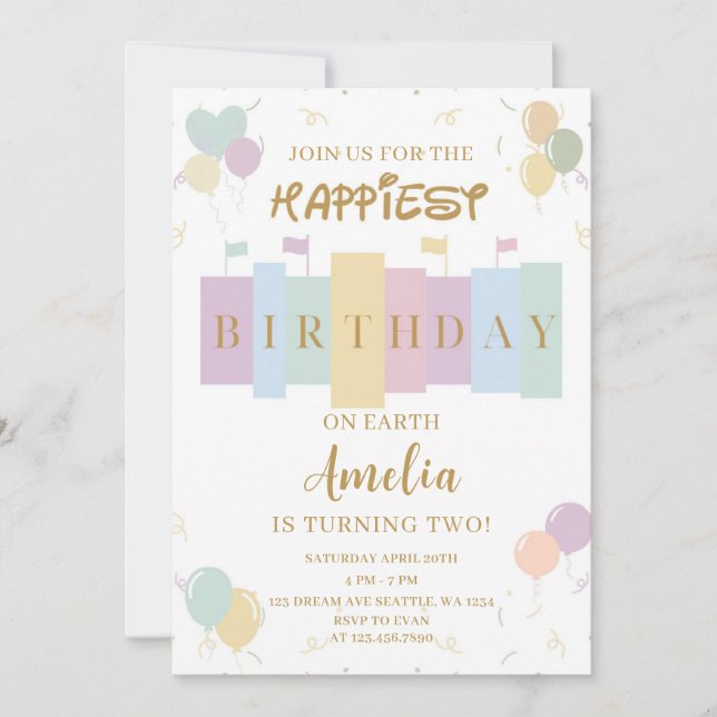 Happiest Birthday On Earth Magical Birthday Invitation