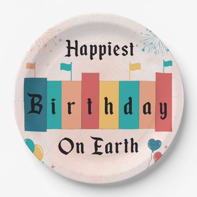 Happiest Birthday On Earth Magical Birthday Paper Plates (Front)