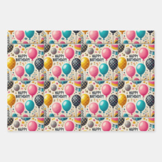happiest birthday wrapping paper sheets
