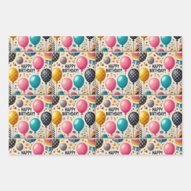 happiest birthday wrapping paper sheets (Front 3)