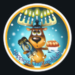 Happiest Christmukkah Hanukkah Christmas Reindeer Classic Round Sticker<br><div class="desc">Not sure whether to celebrate Christmas or Hanukkah? Have a little of each in your holiday celebration? Then this "Happiest Christmukkah" Hanukkah Reindeer wants to be part of your holiday celebration this year! And if you'd rather something other than "Happiest Christmukkah" on your stickers, it's customizable, so that's no problem....</div>