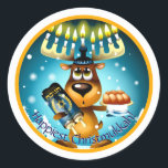 Happiest Christmukkah Hanukkah Christmas Reindeer Classic Round Sticker<br><div class="desc">Not sure whether to celebrate Christmas or Hanukkah? Have a little of each in your holiday celebration? Then this "Happiest Christmukkah" Hanukkah Reindeer wants to be part of your holiday celebration this year! And if you'd rather something other than "Happiest Christmukkah" on your stickers, it's customizable, so that's no problem....</div>