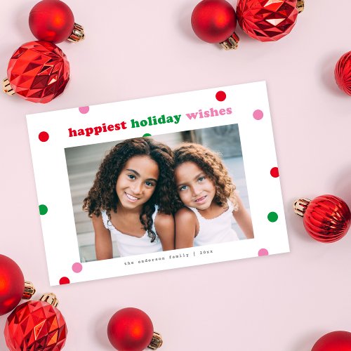Happiest CUSTOM Color Red Confetti Photo Holiday