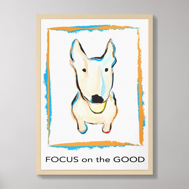 Happiest dog ever English bull Terrier Framed Art (Framed Front)