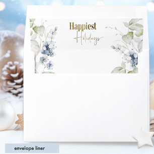 Happiest Holiday, Elegant Winter Greenery Envelope Liner