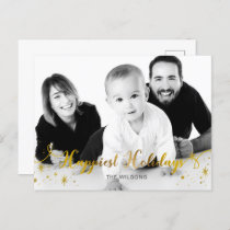 Happiest Holiday Gold Photo Holiday PostCard
