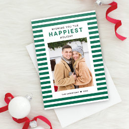 Happiest Holiday Striped Letterpress Photo Cards