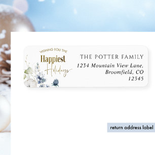 Happiest Holiday, Winter Greenery Return Address Label