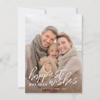 Happiest Holiday Wishes Handwritten Script Photo Card
