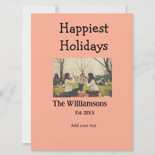 Happiest holidays add family name year photomodern holiday card