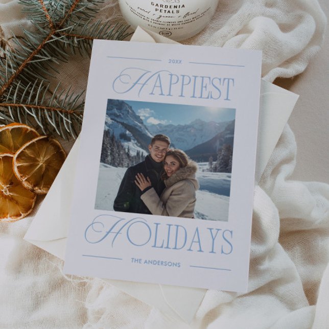 Happiest Holidays Bold Typographic Letterpress Photo Cards (Creator Uploaded)