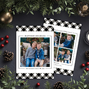 Happiest Holidays Buffalo Plaid Frame Photo Holiday Card