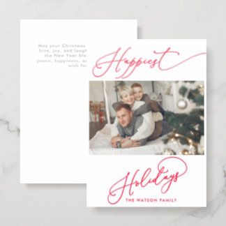 Happiest Holidays Calligraphy Christmas Holiday Letterpress Photo Cards