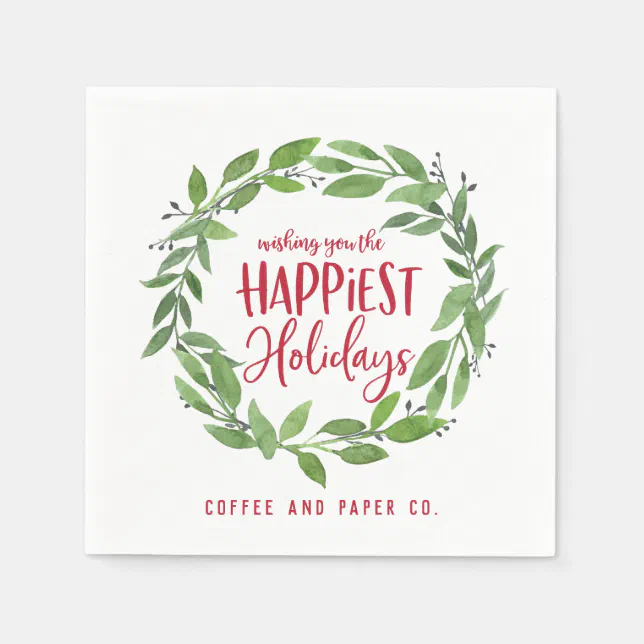 Happiest Holidays corporate business christmas Napkins | Zazzle