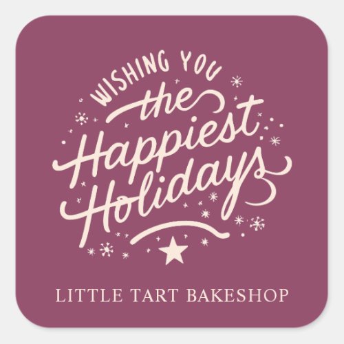 Happiest Holidays Corporate Business Christmas Square Sticker