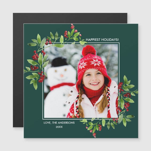 Happiest Holidays. Custom Magnetic Photo Cards (Front/Back)