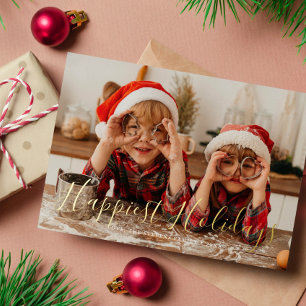 "Happiest Holidays" Custom Photo Christmas Foil Holiday Card