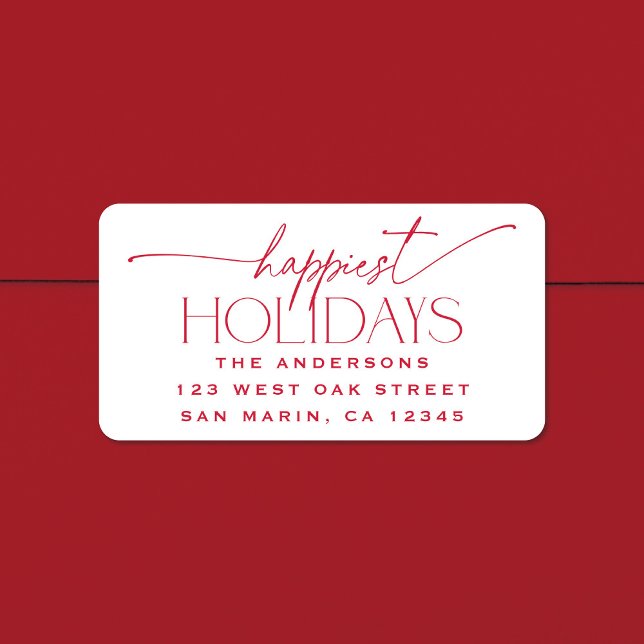 Happiest Holidays Elegant Christmas Return Address Label (Creator Uploaded)
