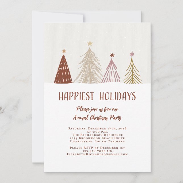 Happiest Holidays Elegant Festive Holiday Party Invitation (Front)