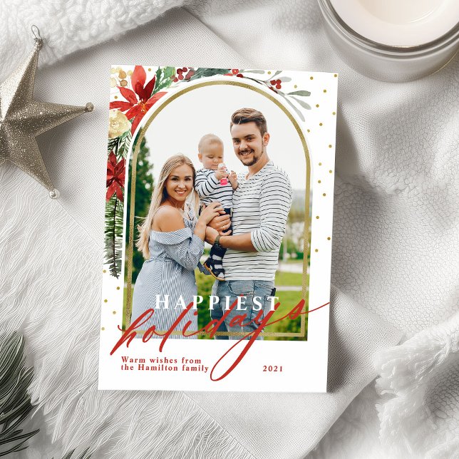 Happiest Holidays Family Photo Arch Christmas Card (Creator Uploaded)