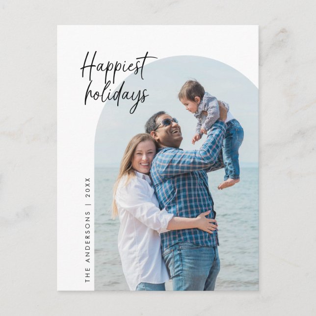 Happiest Holidays, Family Photo, Arch Frame Postcard (Front)
