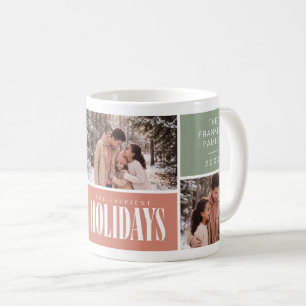 Happiest Holidays Family Photo Collage Coffee Mug
