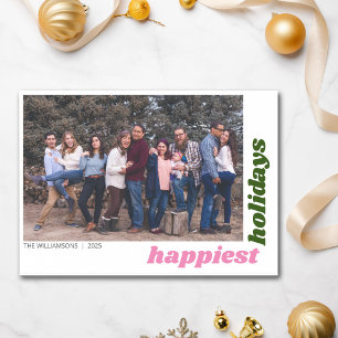 Happiest Holidays Family Photo Colorful Christmas Holiday Card
