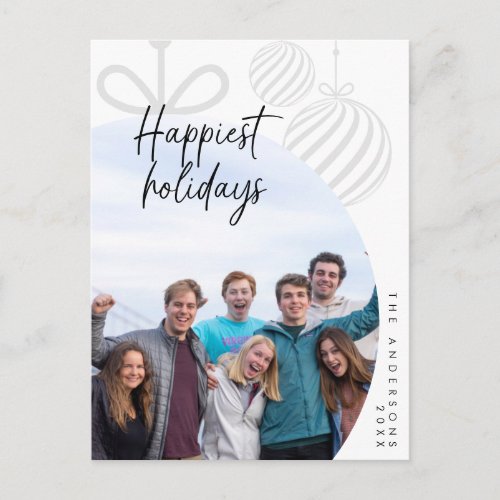 Happiest Holidays Family Photo Season Greeting Postcard
