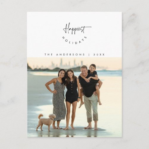 Happiest Holidays Family Photo Smiling Script Postcard