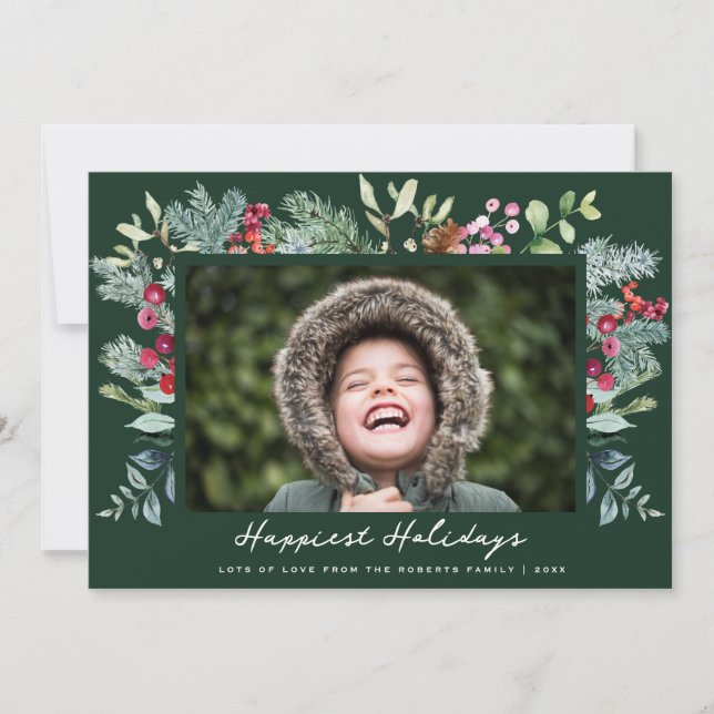 happiest holidays frame green christmas card (Front)