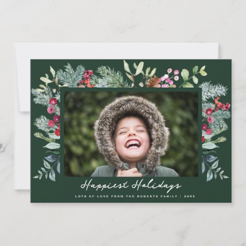 happiest holidays frame green christmas card