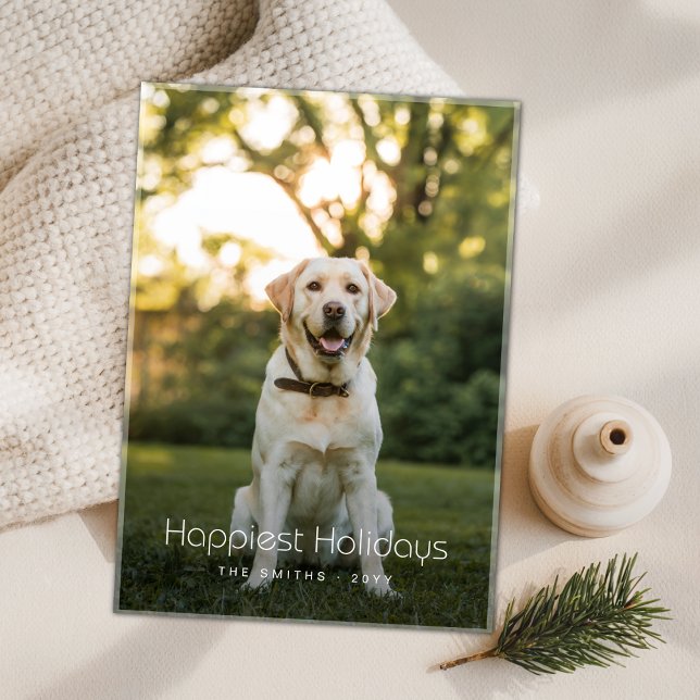 Happiest Holidays Funny Dog Photo Christmas Card (Creator Uploaded)