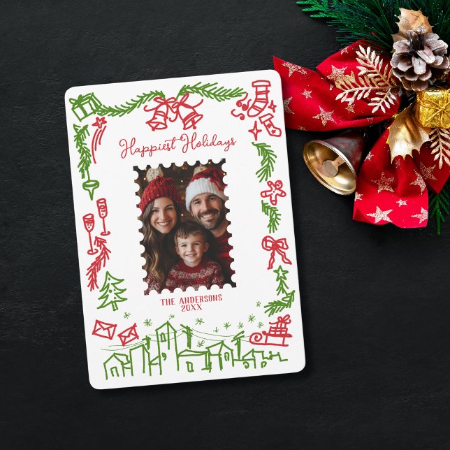 Happiest Holidays Merry Christmas Family Photo Invitation (Creator Uploaded)