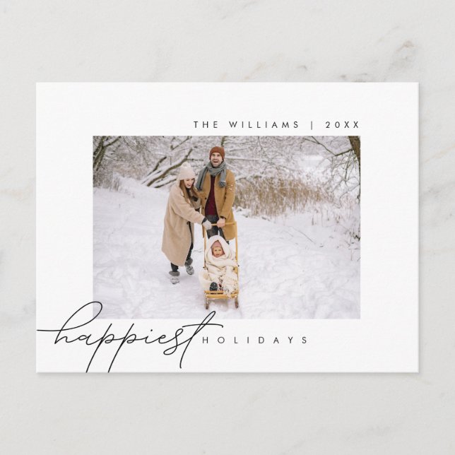 Happiest Holidays, Merry Christmas, Family Photo Postcard (Front)