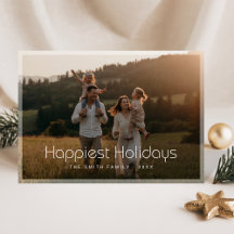 Happiest Holidays Minimal Family Photo Christmas