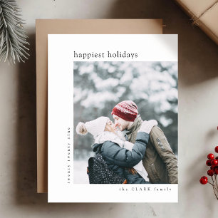 Happiest Holidays Minimal Stylish Christmas Gray Holiday Card