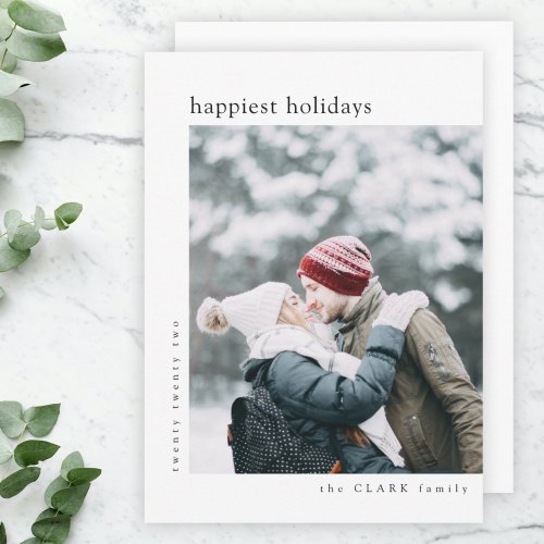 Happiest Holidays  Minimalist Stylish Christmas Holiday Card
