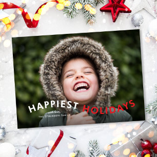 Happiest Holidays Modern Type Photo Holiday Card