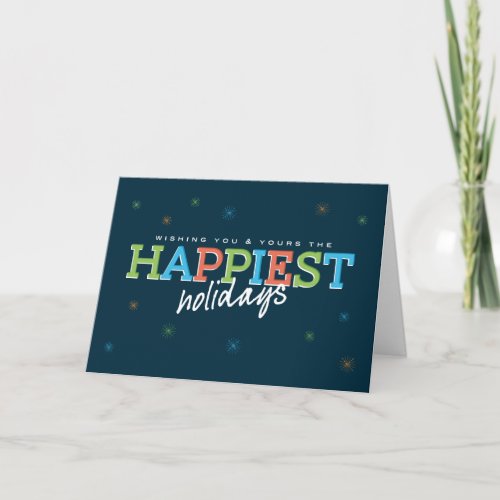 Happiest Holidays Navy Holiday Card