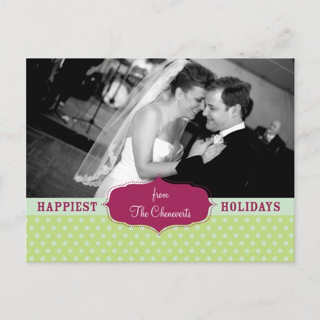 "Happiest Holidays" Photo Christmas Postcard (Front)