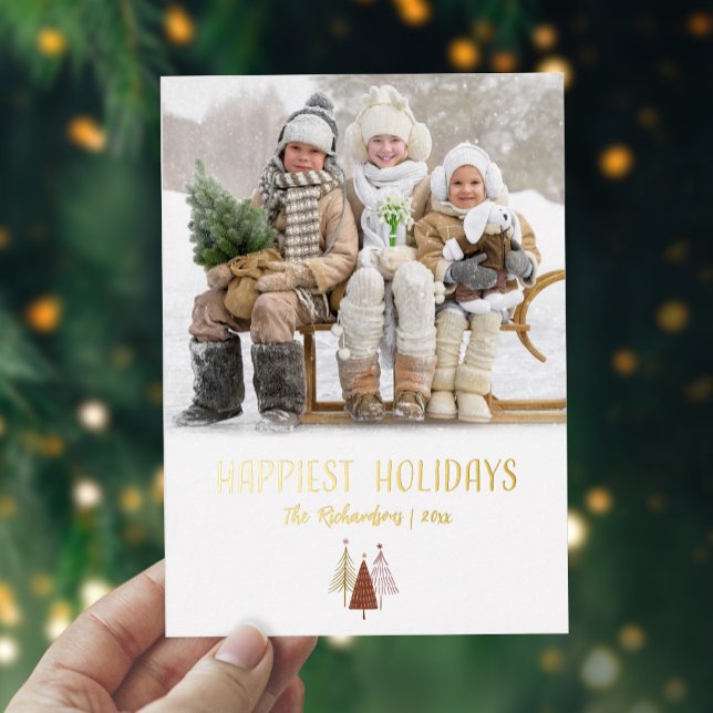 Happiest Holidays Photo Personalized Elegant Gold Foil Holiday Card (Happiest Holidays Photo Personalized Elegant Gold Foil Holiday Card)