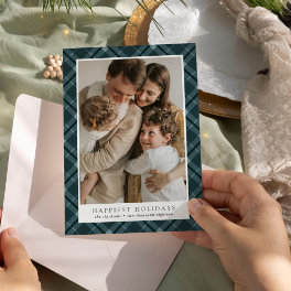 Happiest Holidays Plaid Photo Holiday Card