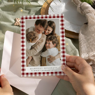 Happiest Holidays Plaid Photo Holiday Card