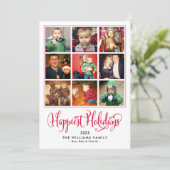 Happiest Holidays Red Photo Collage Holiday Card (Standing Front)